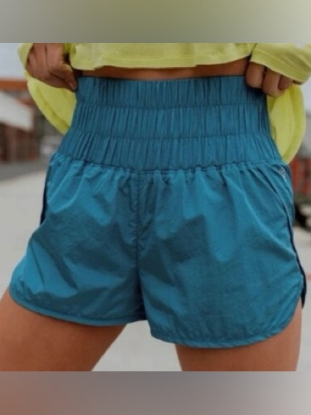 Free People Movement The Way Home Teal High Rise Elastic Running Shorts Size XS